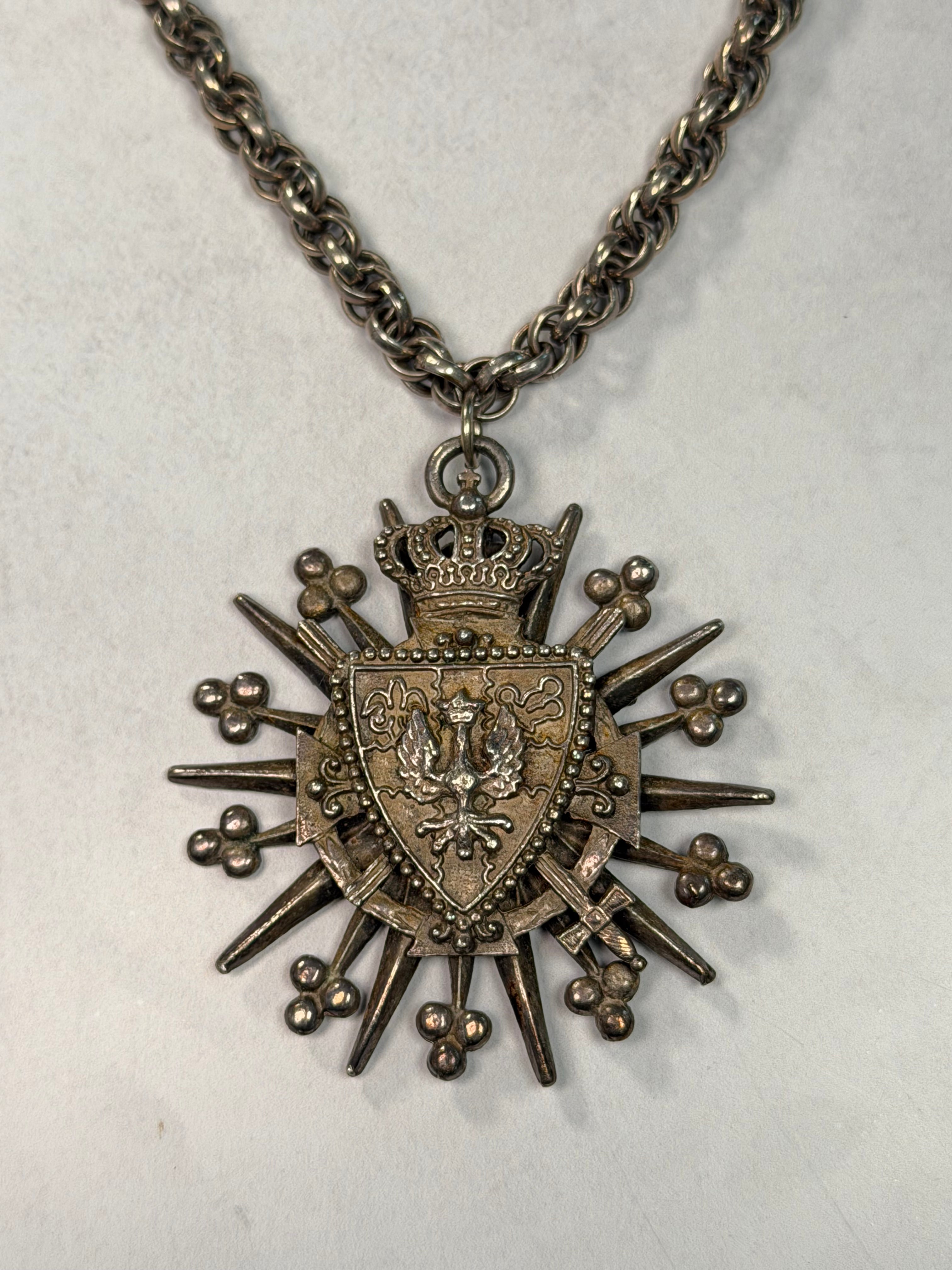 Archive Chain No. 005 — Coro Silver Tone Heraldic Pendant