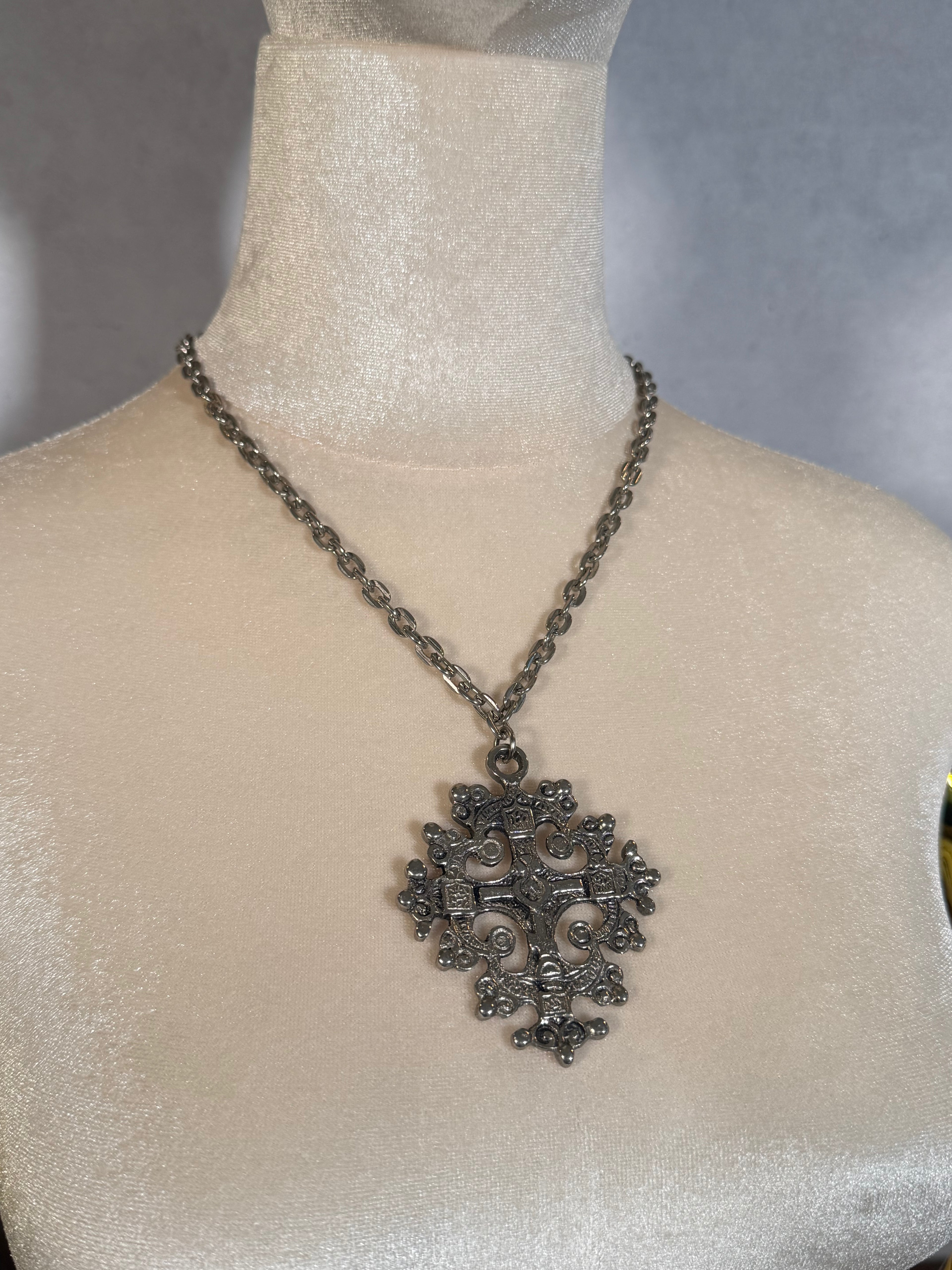 Ornate Cross Medallion Necklace