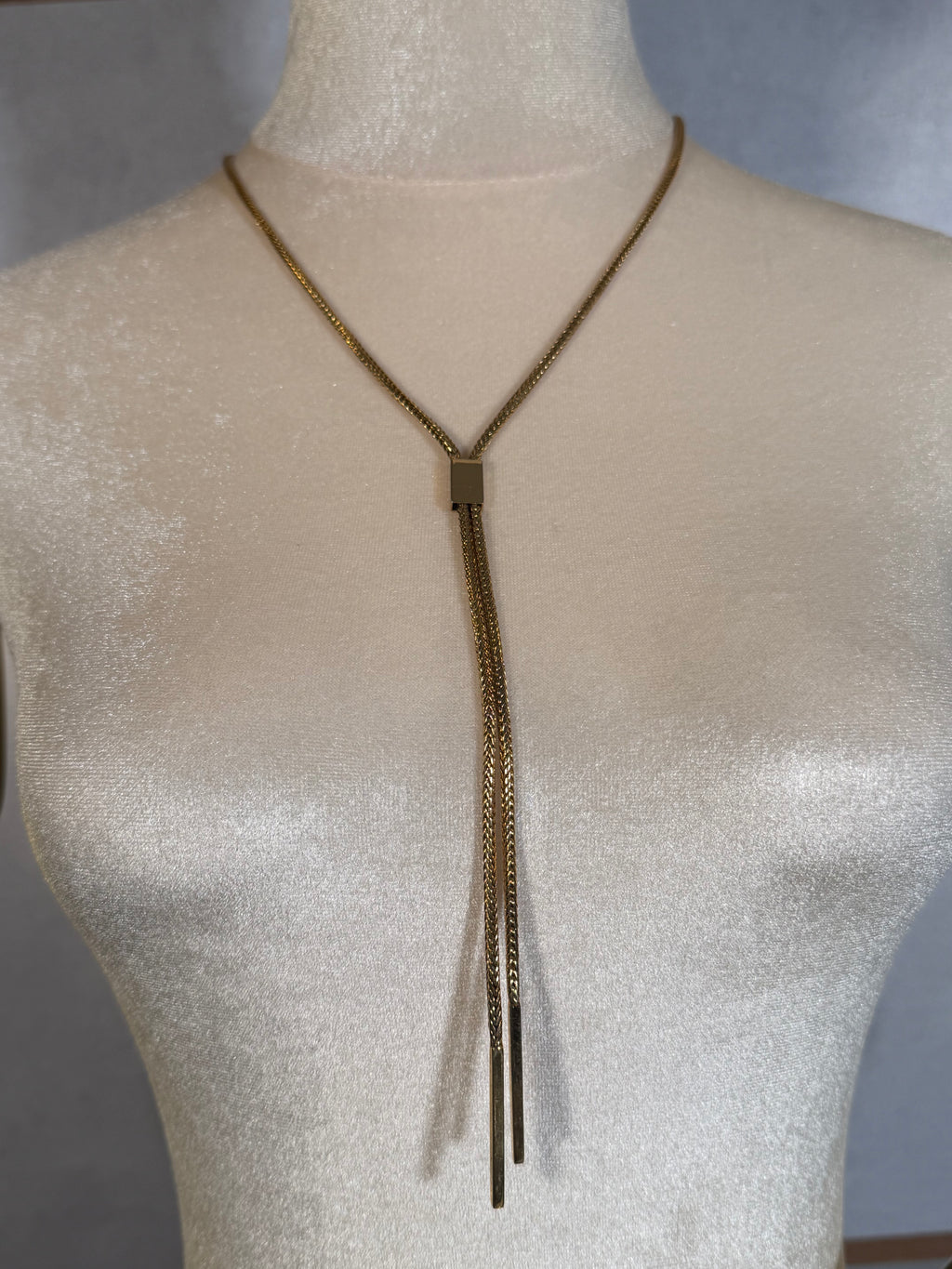 Monet Herringbone Bolo Tie Necklace