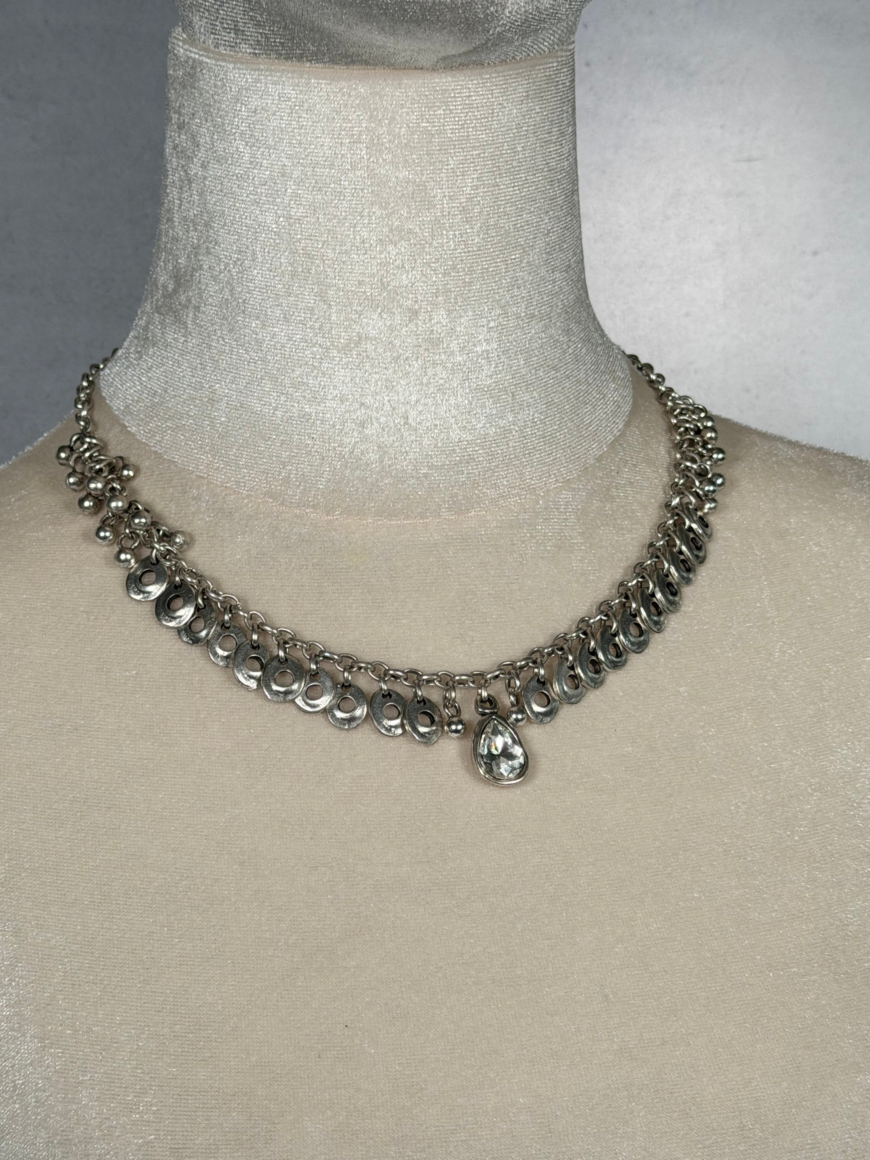 Heritage Crystal Drop Necklace (Silver)