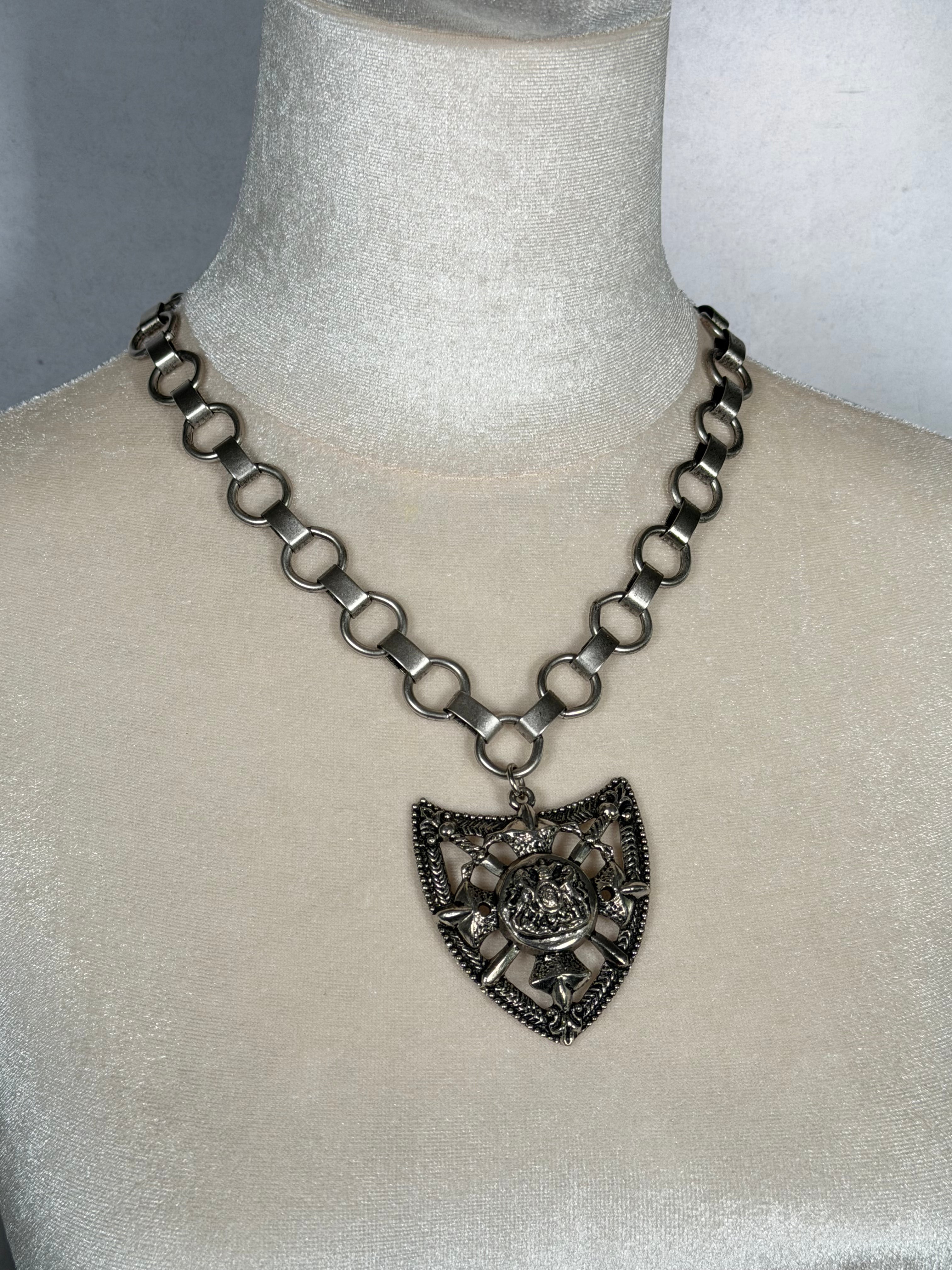 Archive Chain No. 010 — Royal Shield Coat of Arms Pendant