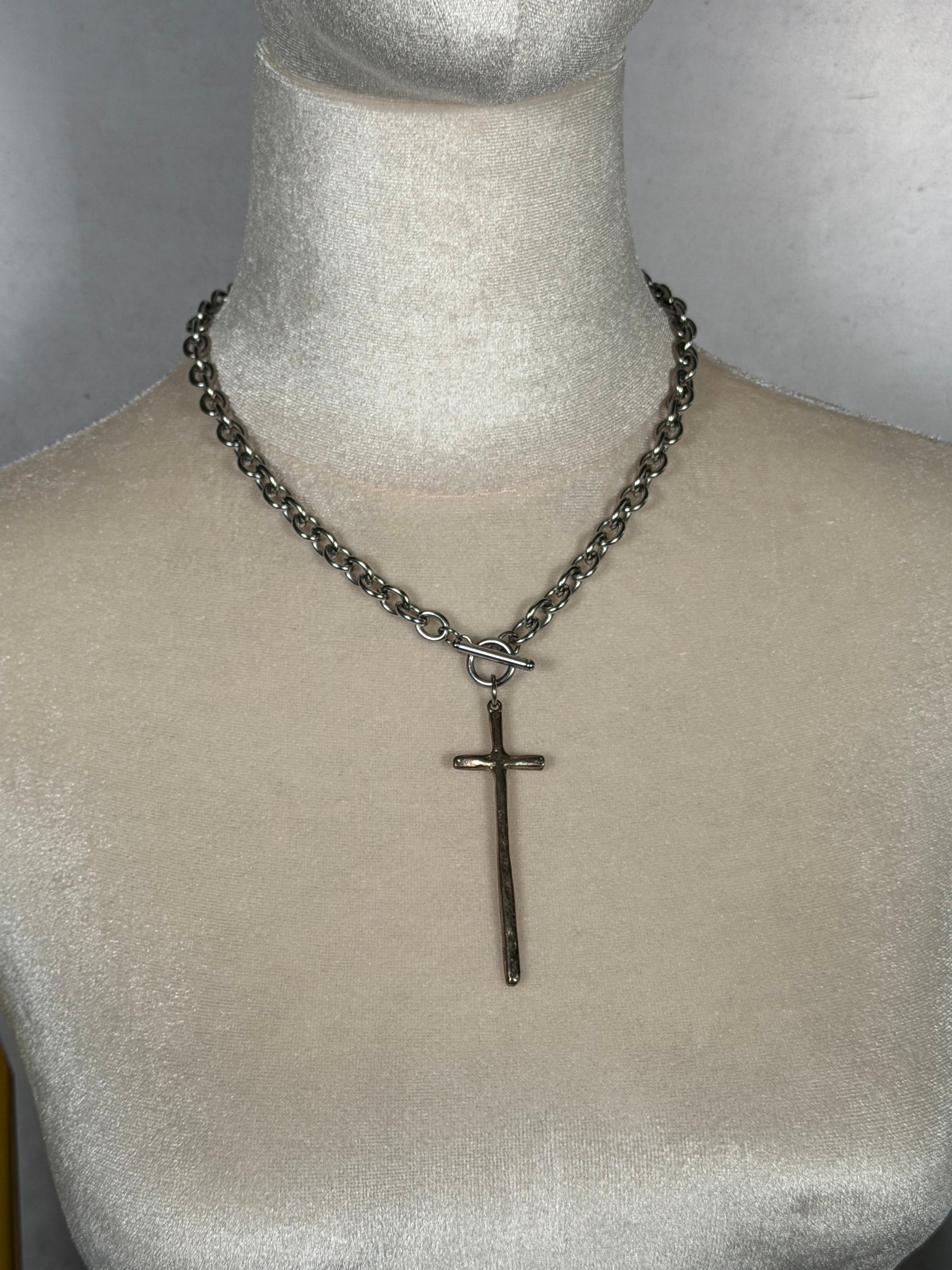 Toggle Cross Necklace (Silver)