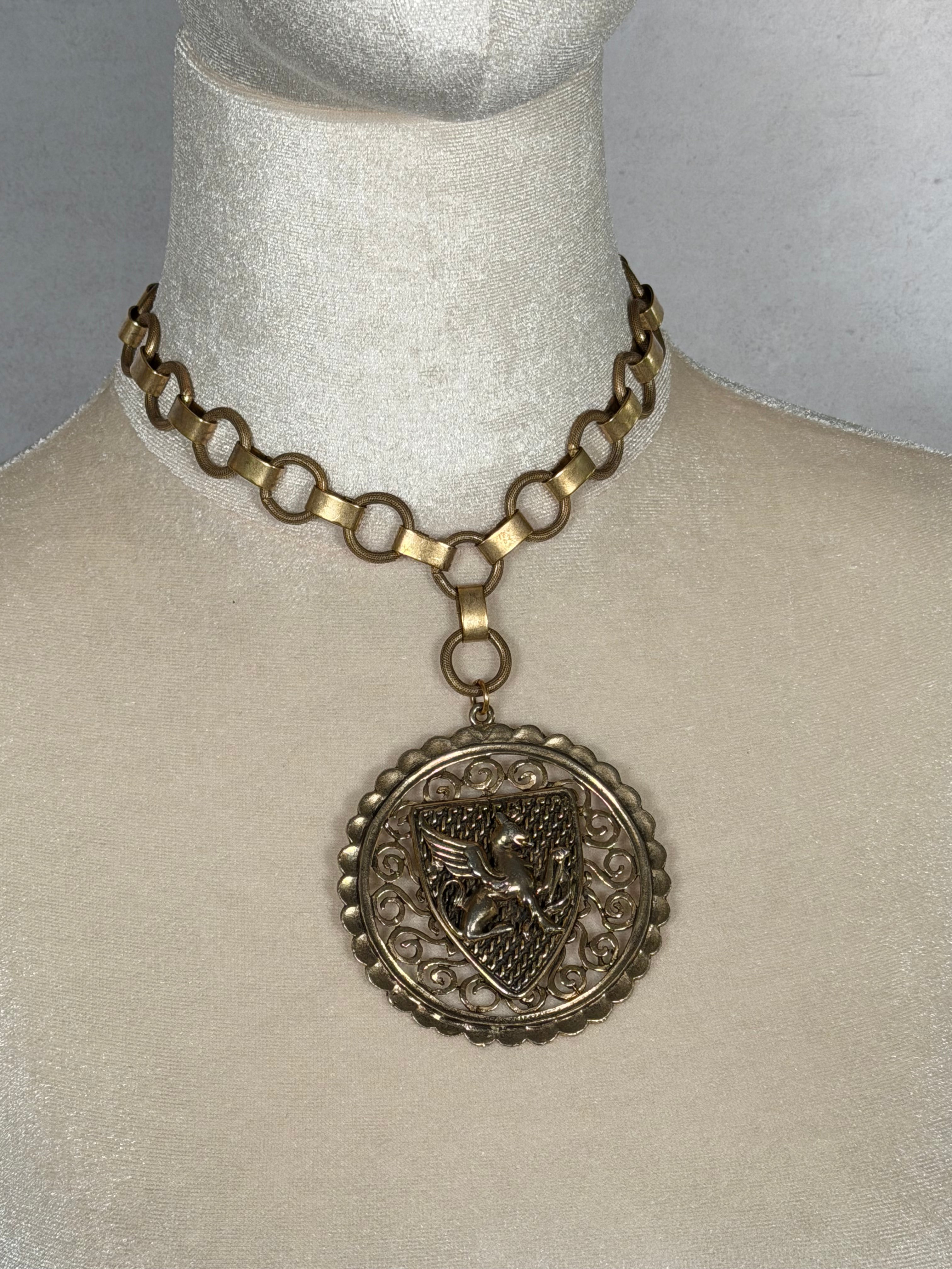 Archive Chain No. 003 — Heraldic Griffin Shield Medallion