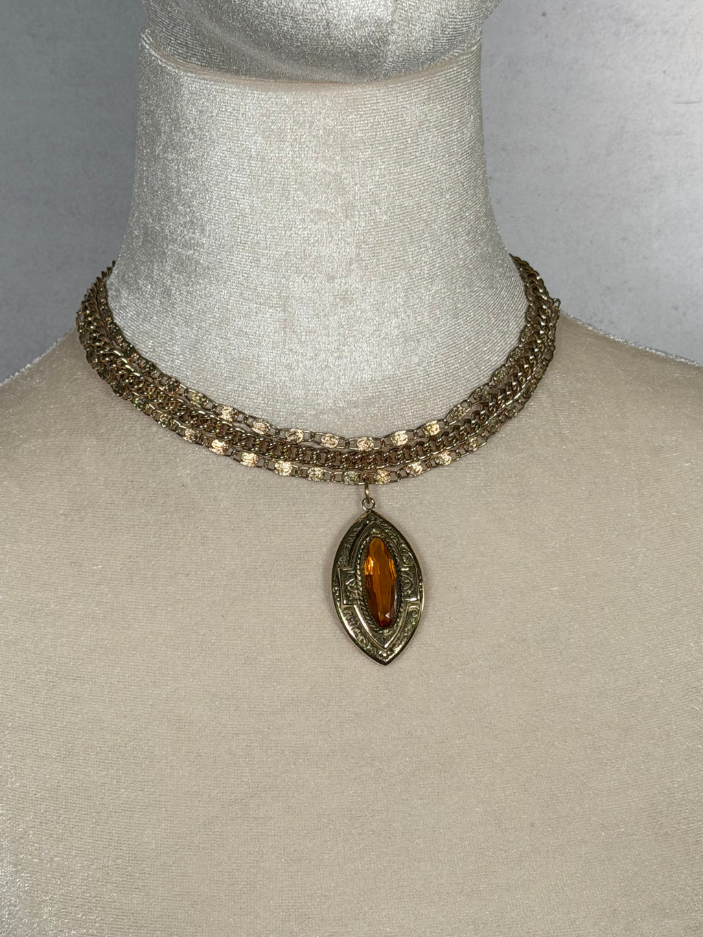 Whiting & Davis Glass Amber Choker