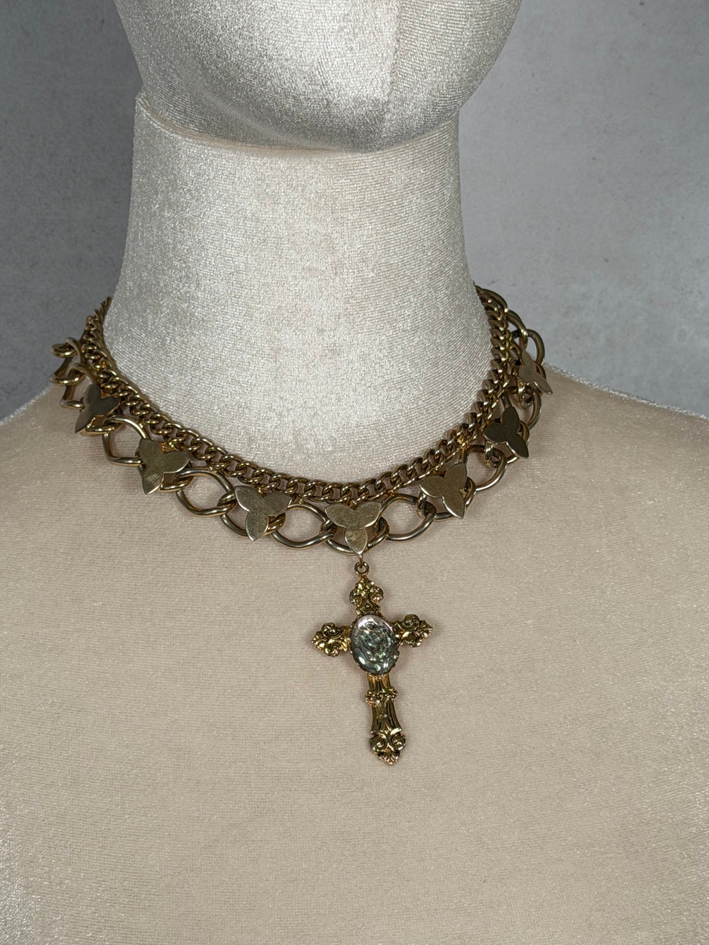 Abalone Cross Flower Chain Choker