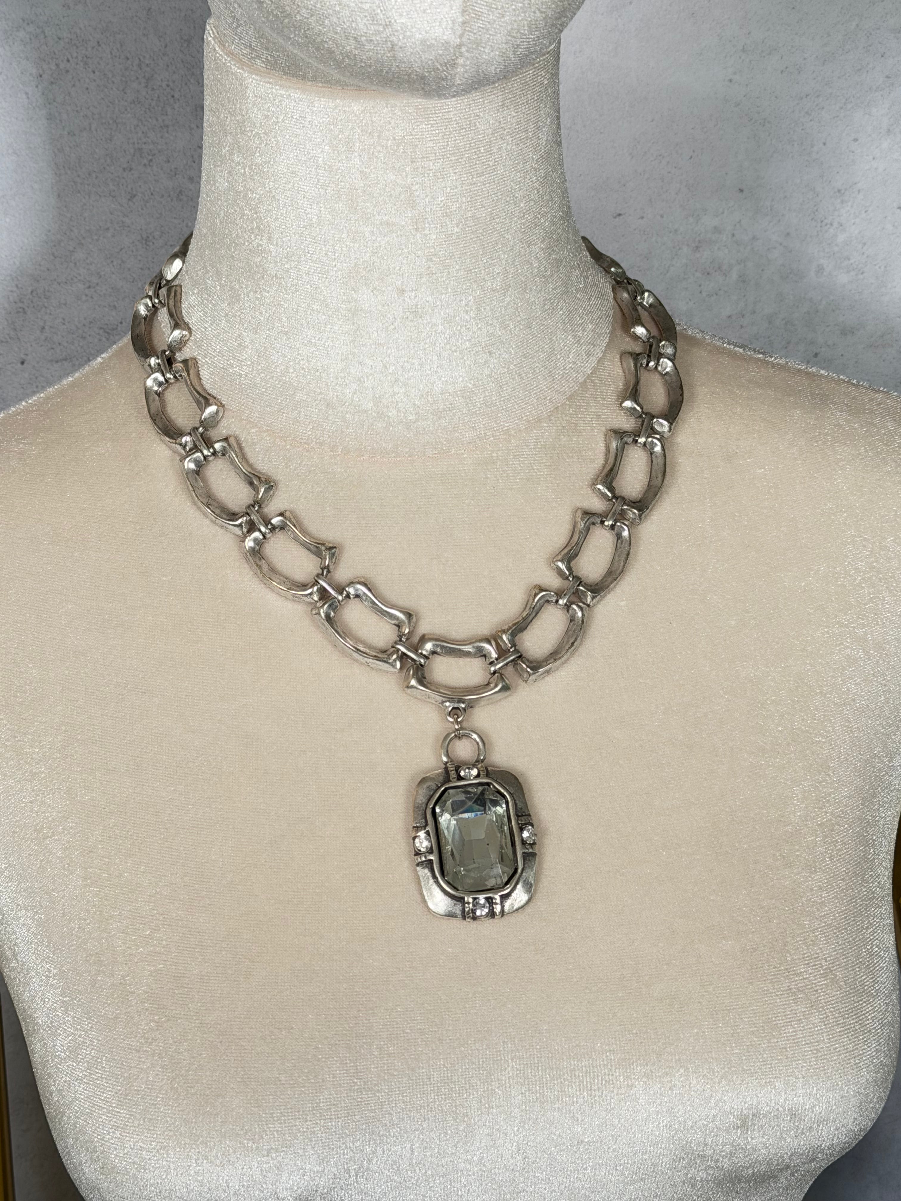 Solitaire Crystal Necklace (Silver)