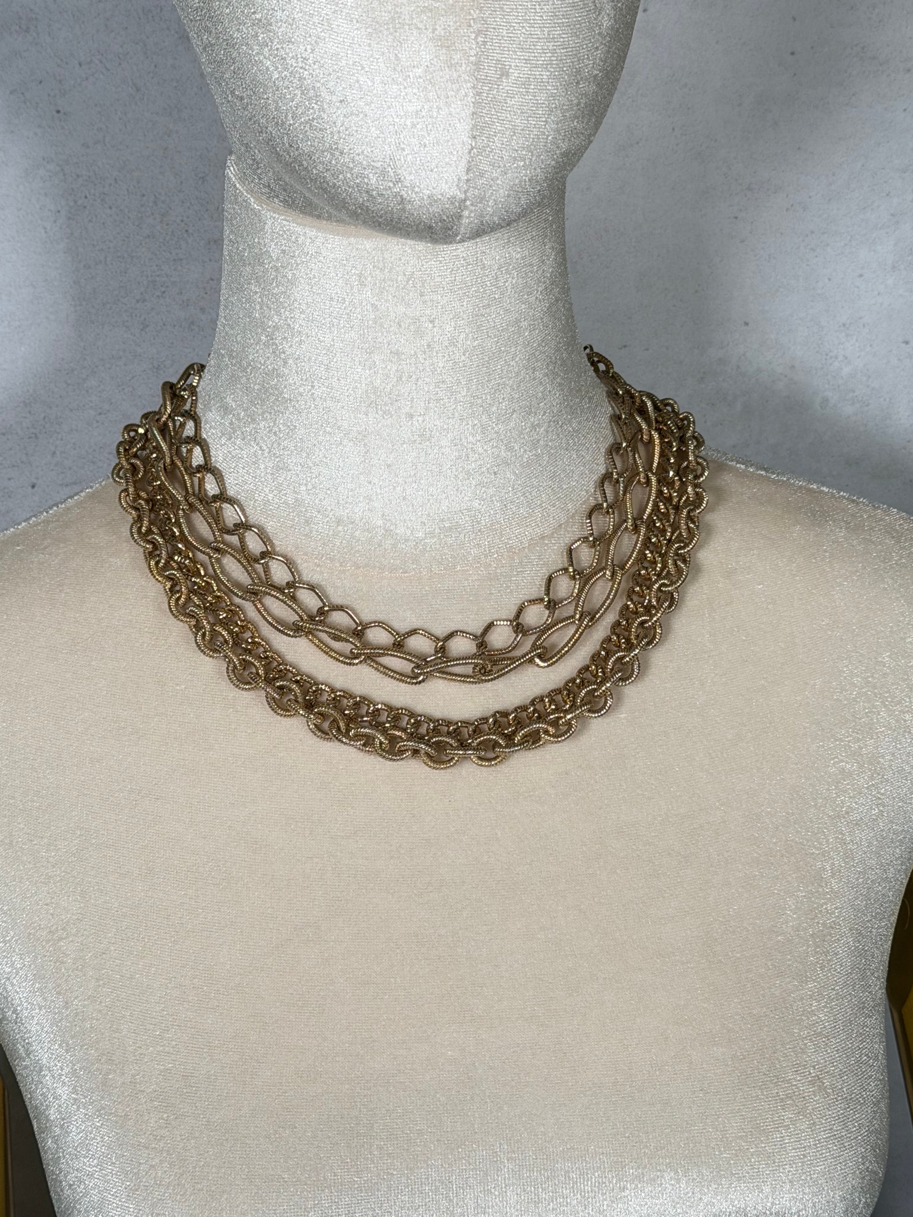Signed Coro Multi-Strand Chain Necklace