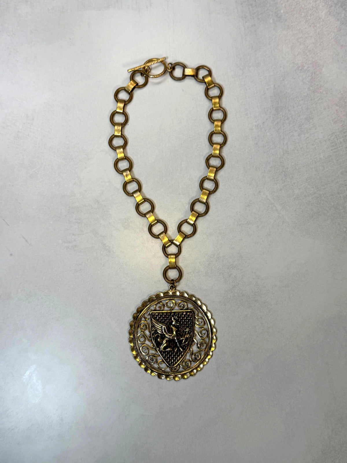 Archive Chain No. 003 — Heraldic Griffin Shield Medallion