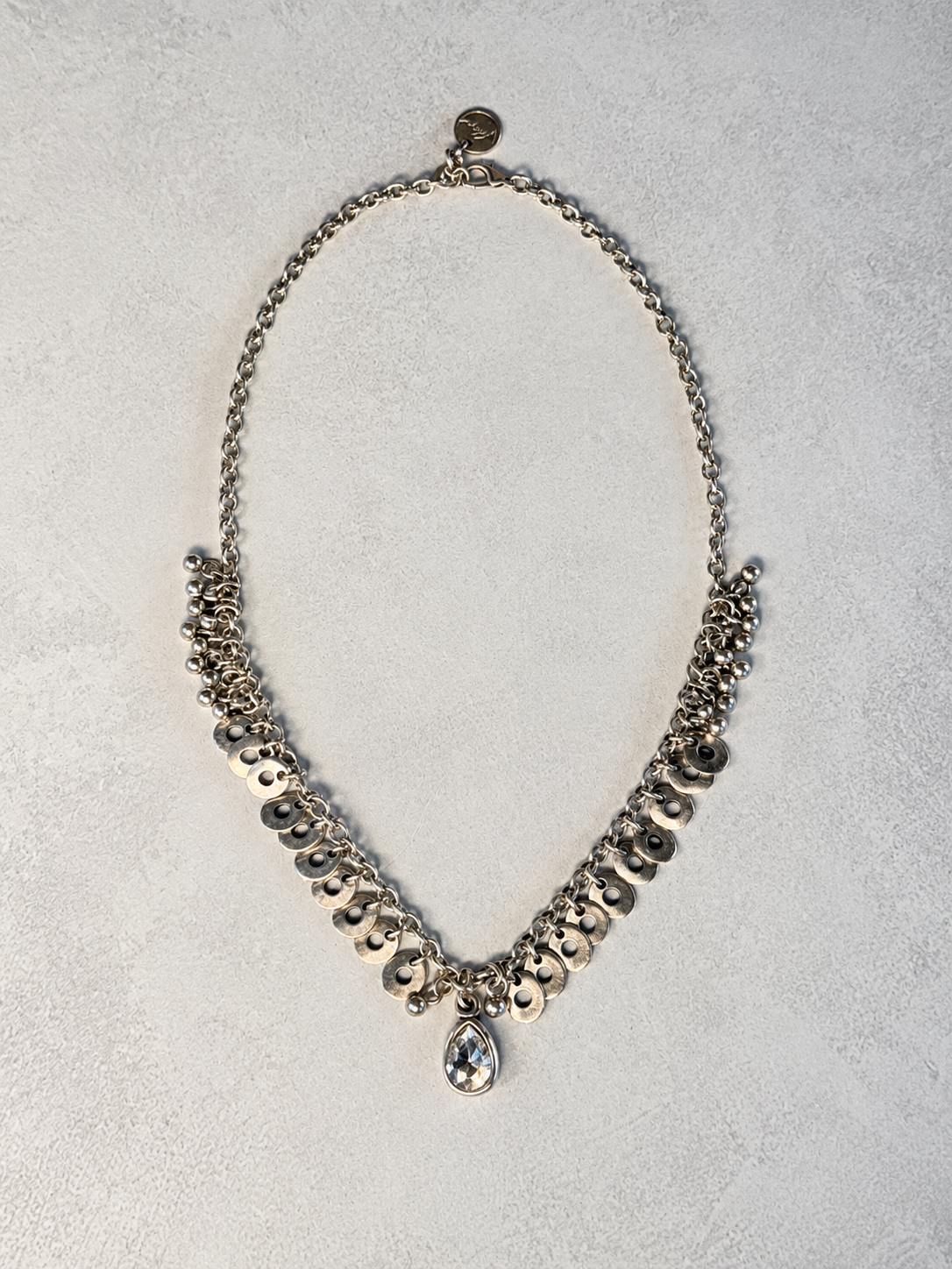 Heritage Crystal Drop Necklace (Silver)