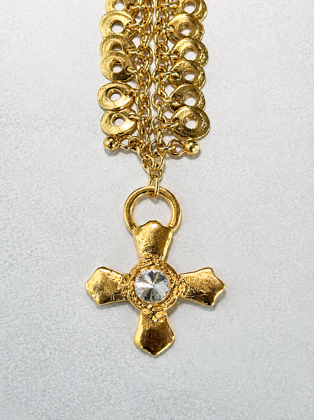 Heritage Crystal Cross Necklace (Gold)