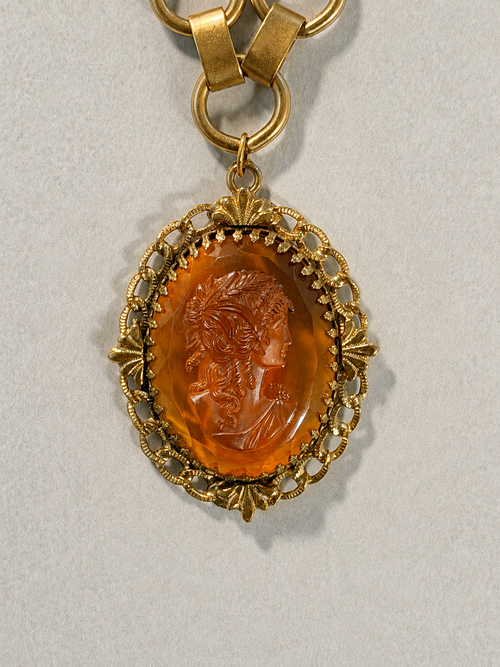 Archive Chain No. 006 — Whiting & Davis Amber Glass Cameo