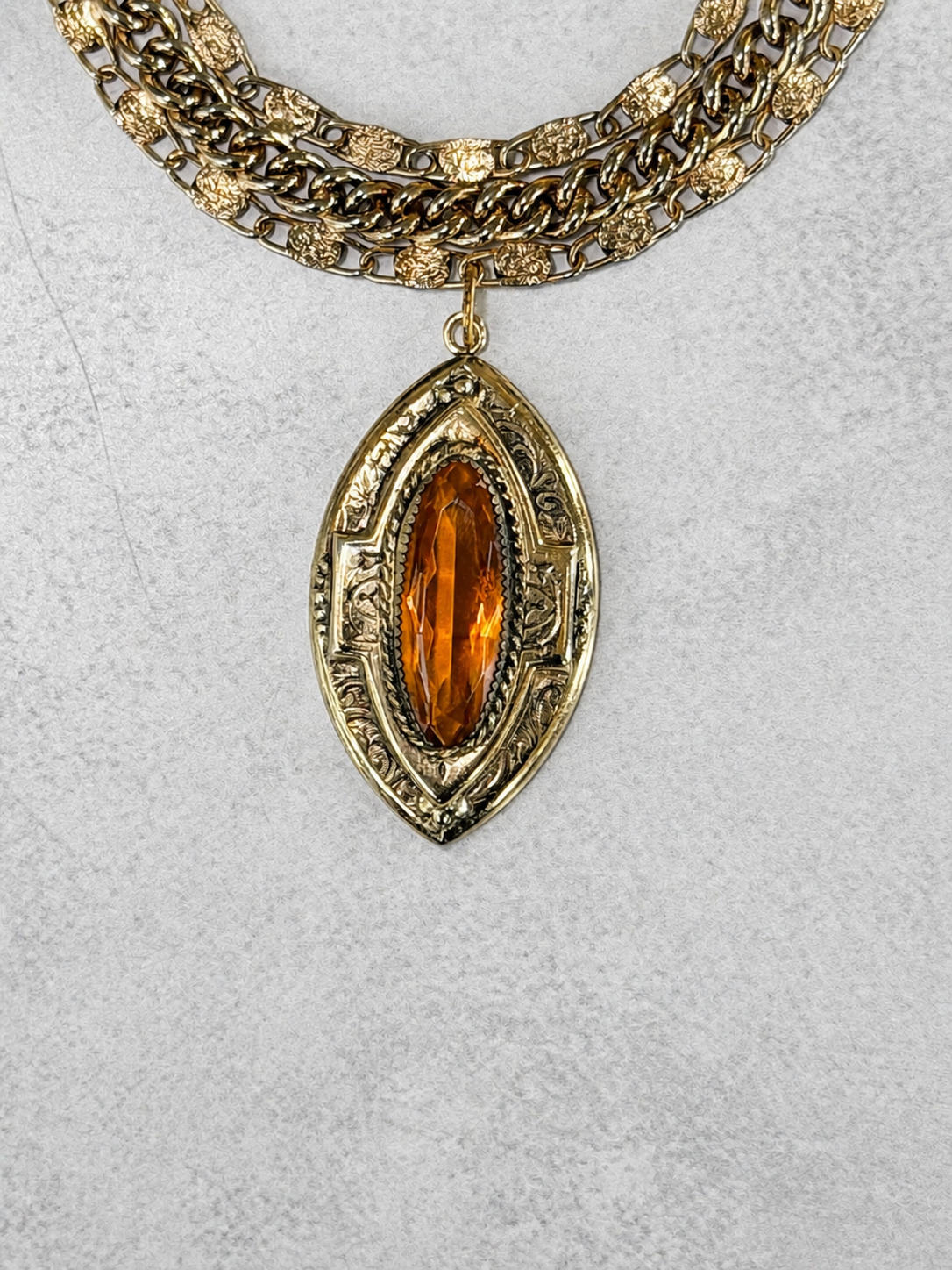 Whiting & Davis Glass Amber Choker