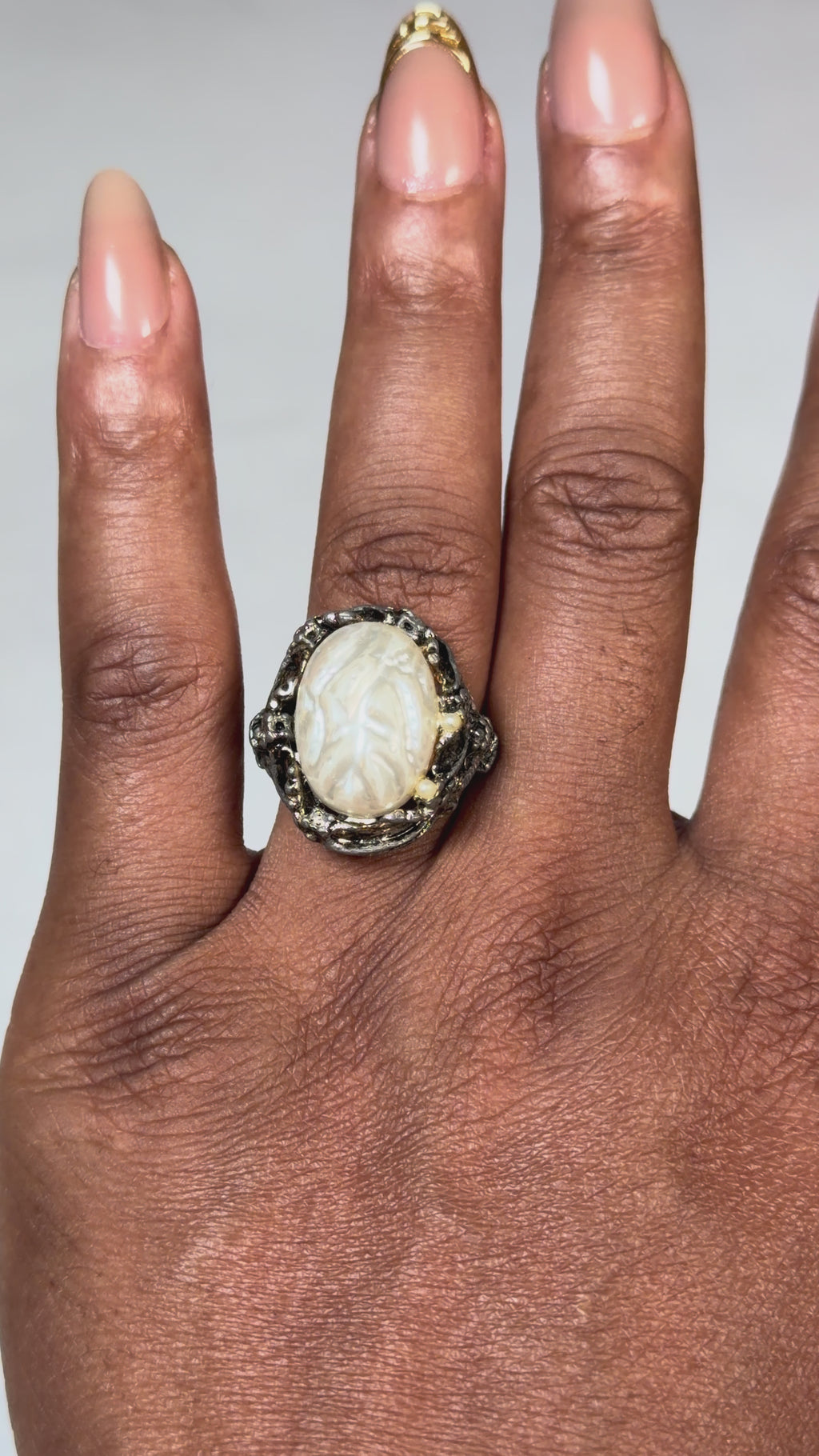 Faux Pearl Estate Ring