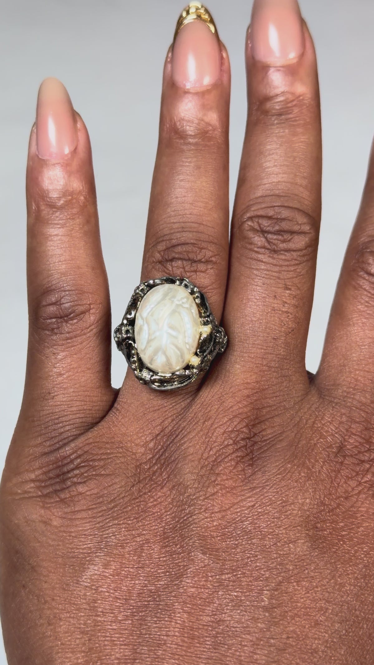 Faux Pearl Estate Ring